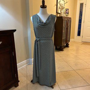 Talbots sleeveless midi dress M Medium Green Navy